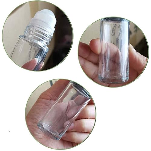2Pcs Black Clear Empty Glass Essential Oil Roller Bottles Vials Containers Refillable Roll-on Bottles with Refillable Containers Tools and Accessories (30ML)