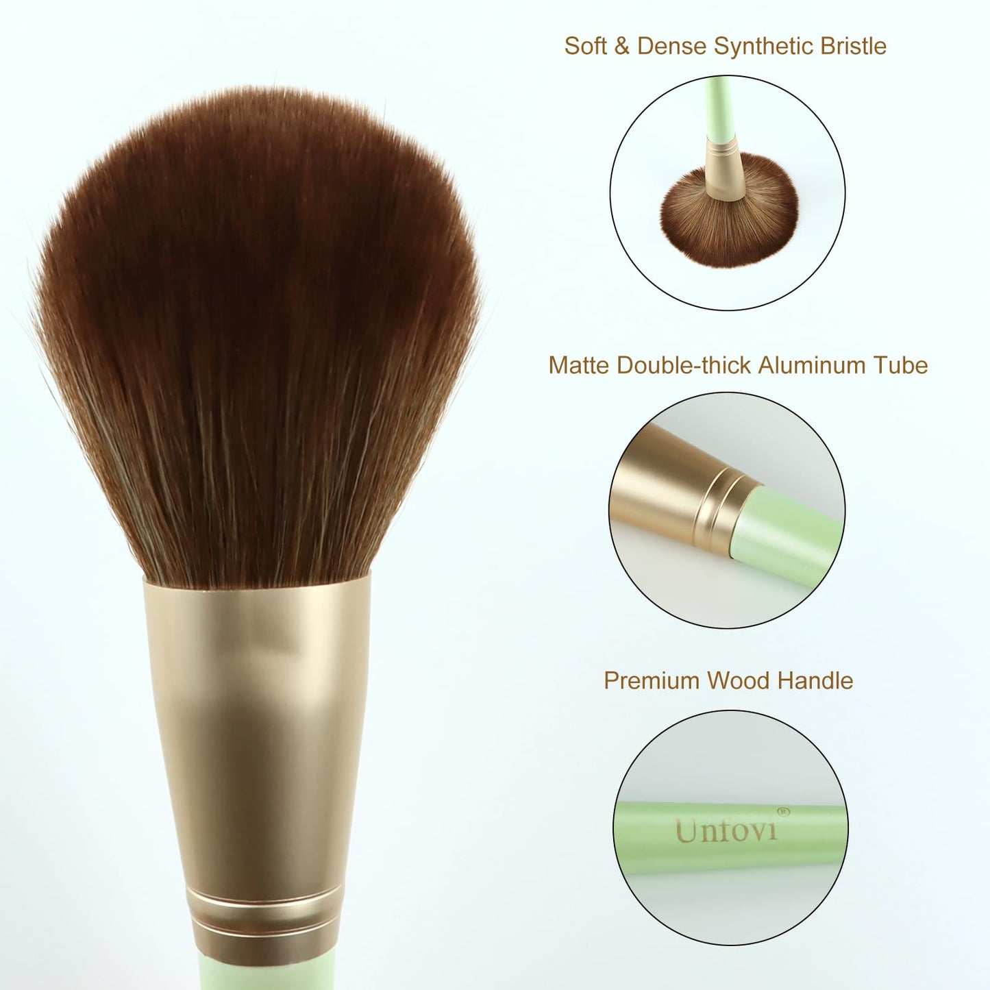 Unfovi 14 Pcs Makeup Brush Set, Cosmetic Brushes for Foundation, Concealer, Eyeshadow, Blush, Powder & Contouring, Professional Beauty Makeup Tools for Women & Beginners(Mint Green)