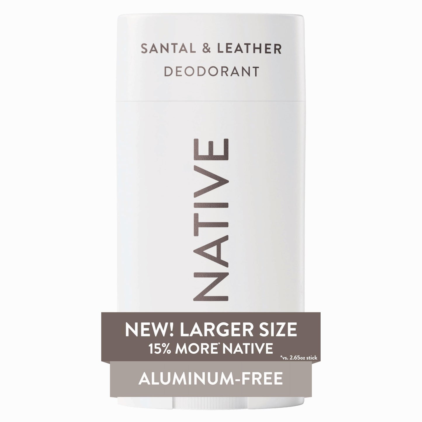 Native Aluminum Free Deodorant, Santal & Leather, Large Size Stick, 72 Hour Odor Control, for Women & Men, Contains Naturally Derived Ingredients, 3.1 oz