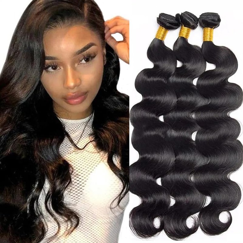 Body Wave Human Hair Bundles - Natural Black Brazilian Virgin Remy Hair Extensions | 14, 16, 18 Inch Soft & Healthy