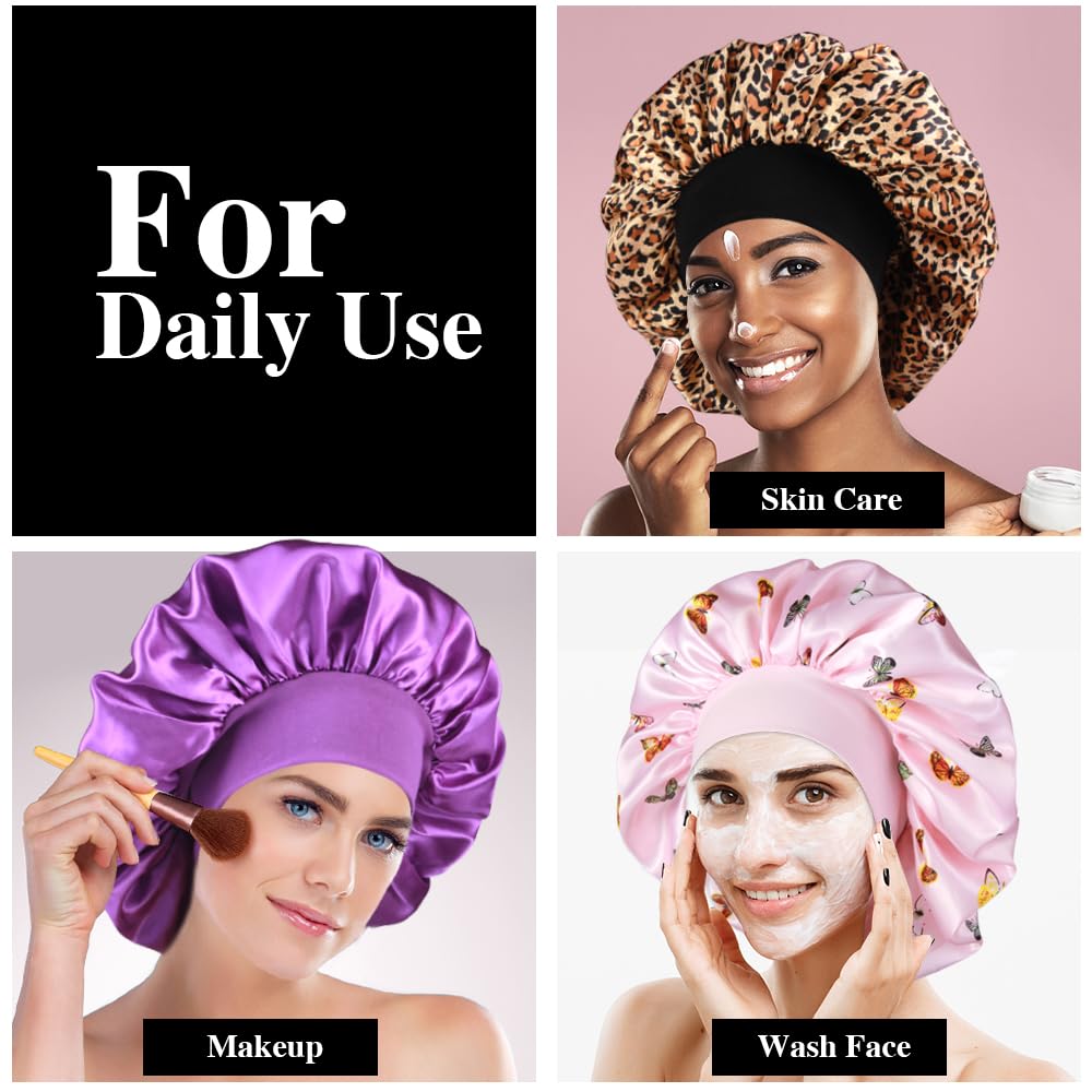 12pcs Large Satin Bonnets for Sleeping, Silky Hair Bonnet for Women Braids