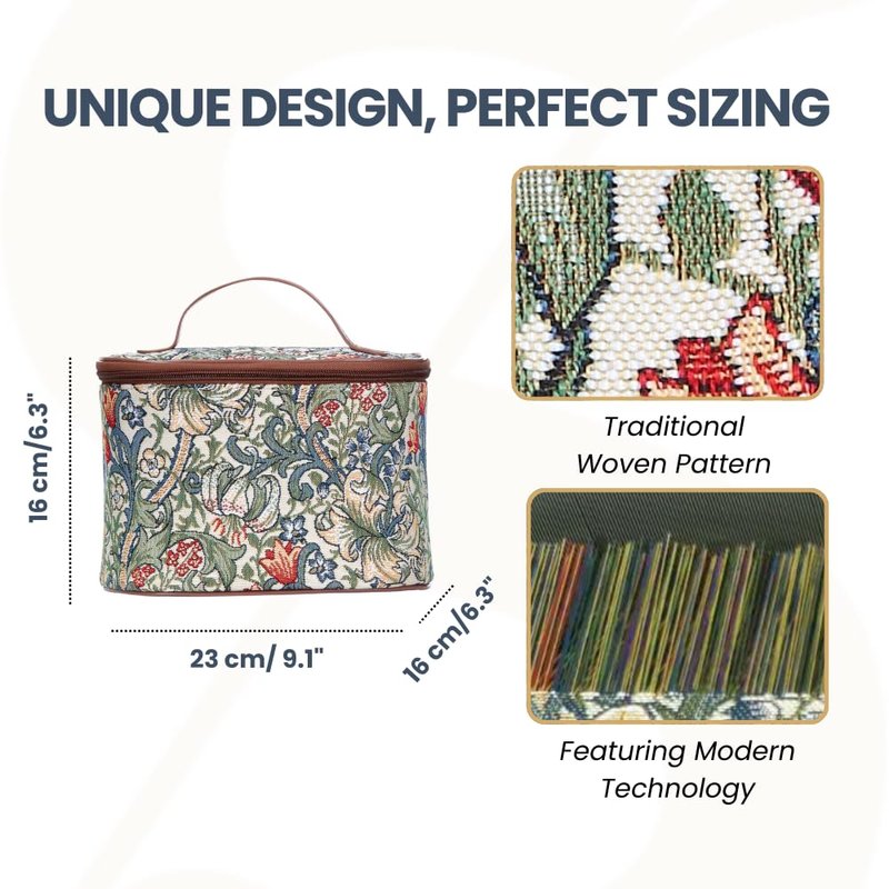 Signare Tapestry Toiletry Bag Makeup Organizer bag for Women with with William Morris Golden Lily Design (TOIL-GLILY)