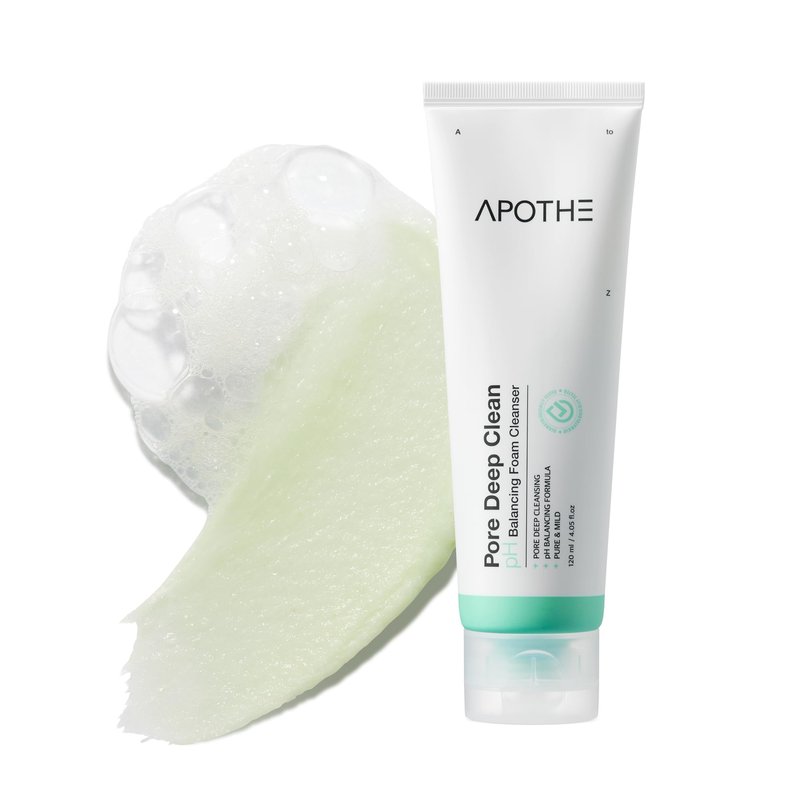 APOTHE Pore Deep Clean pH Balancing Foam Cleanser 4.05 fl oz (120ml) Deep Cleansing, Hydrating & Exfoliating with Olive Oil, Avocado, and Natural Microbubbles korea skincare