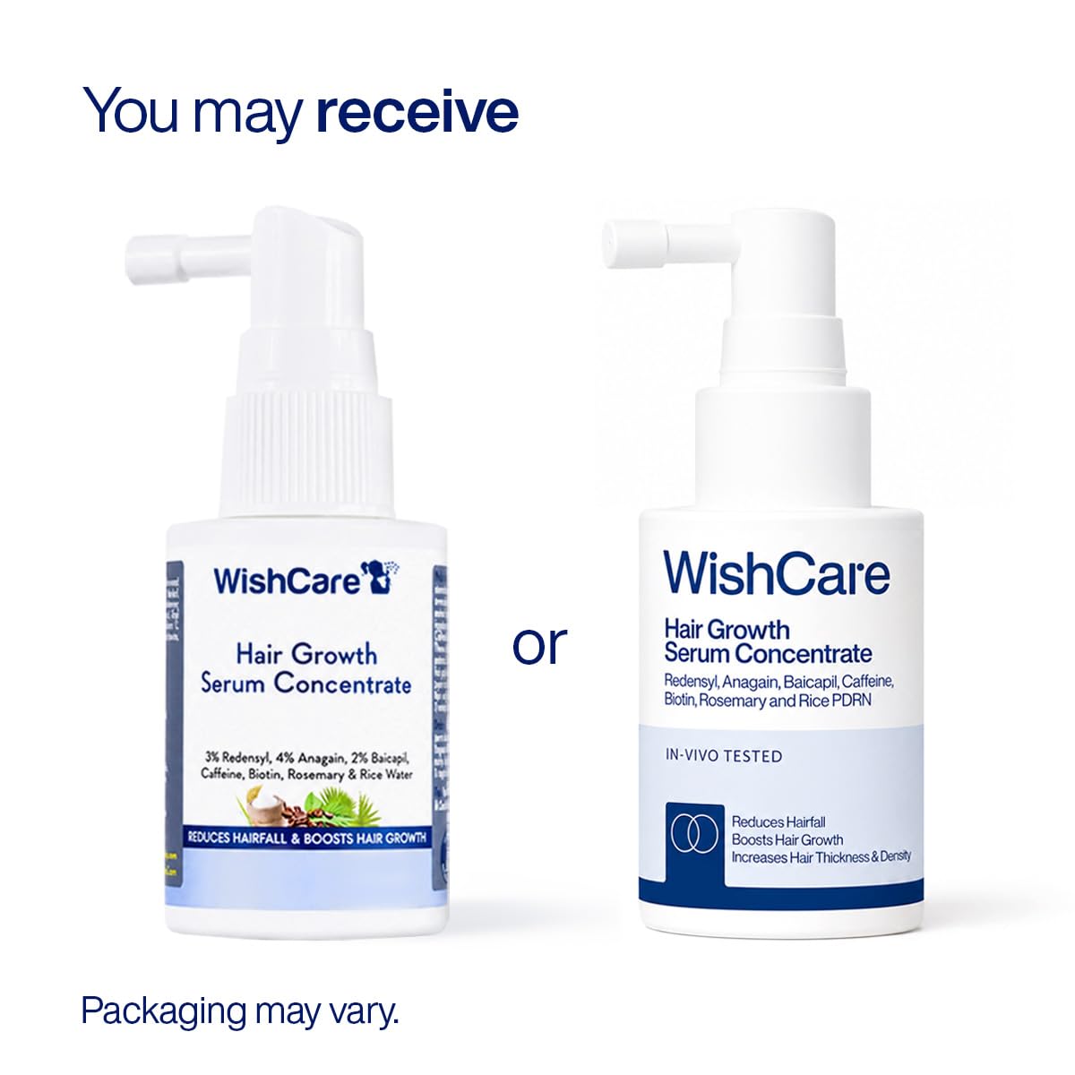 WishCare Hair Growth Serum Concentrate - Rosemary, 3% Redensyl, 4% Anagain, 2% Baicapil, Caffeine, Biotin, Plant Keratin & Rice Water