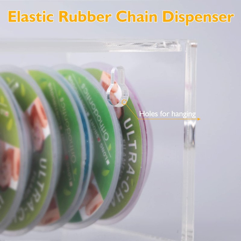 faruijie Power Chain Organizer Case - Dental Orthodontic Elastic Rubber Chain Dispenser Orthodontic Braces Rubber Band Acrylic Holder with Lid