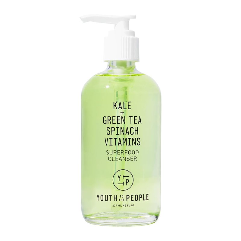 Superfood Facial Cleanser - Kale & Green Tea Daily Face Wash for Glowing Skin | pH Balanced, Refillable, Gentle Makeup Remover