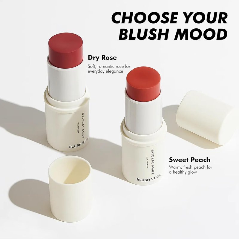 Natural Amor Blush Stick - Multi-Use Makeup for Eyes, Cheeks & Lips | Sweet Peach, 0.28oz