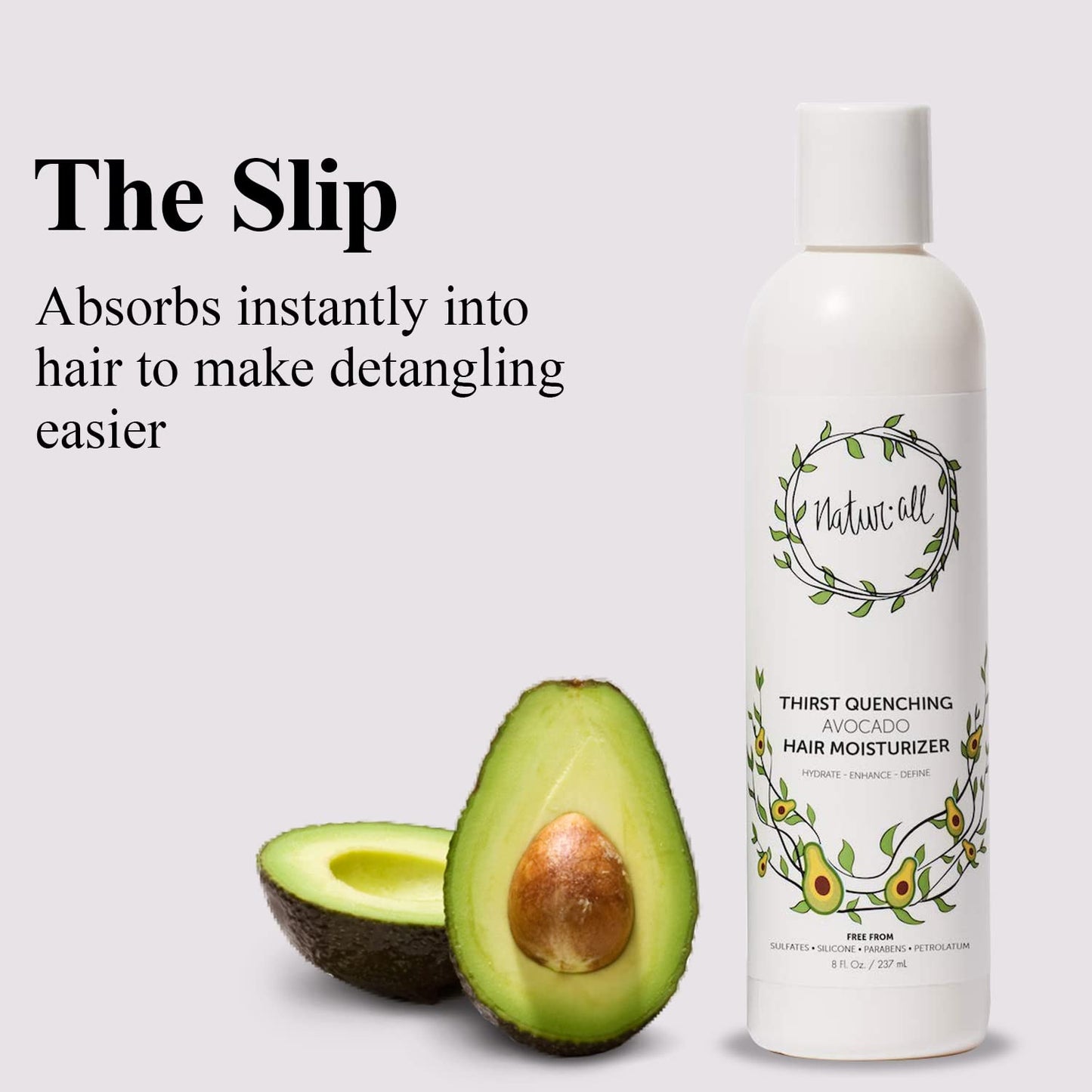 NaturAll Hair Moisturizer - Containing Avocado Hair Cream for Dry, Curly, Coily, or Frizzy Hair, 8 oz