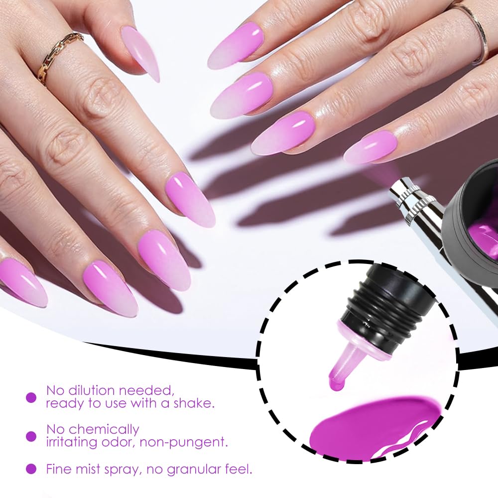 FAVAI Airbrush Gel Nail Polish Starter Kit, 12 Vibrant Colors Hema-Free Dilution-Free Non-Acetone, Fast Dry Smooth Gradient, Salon Quality French Ombre Nail Art Design for Home DIY Manicure