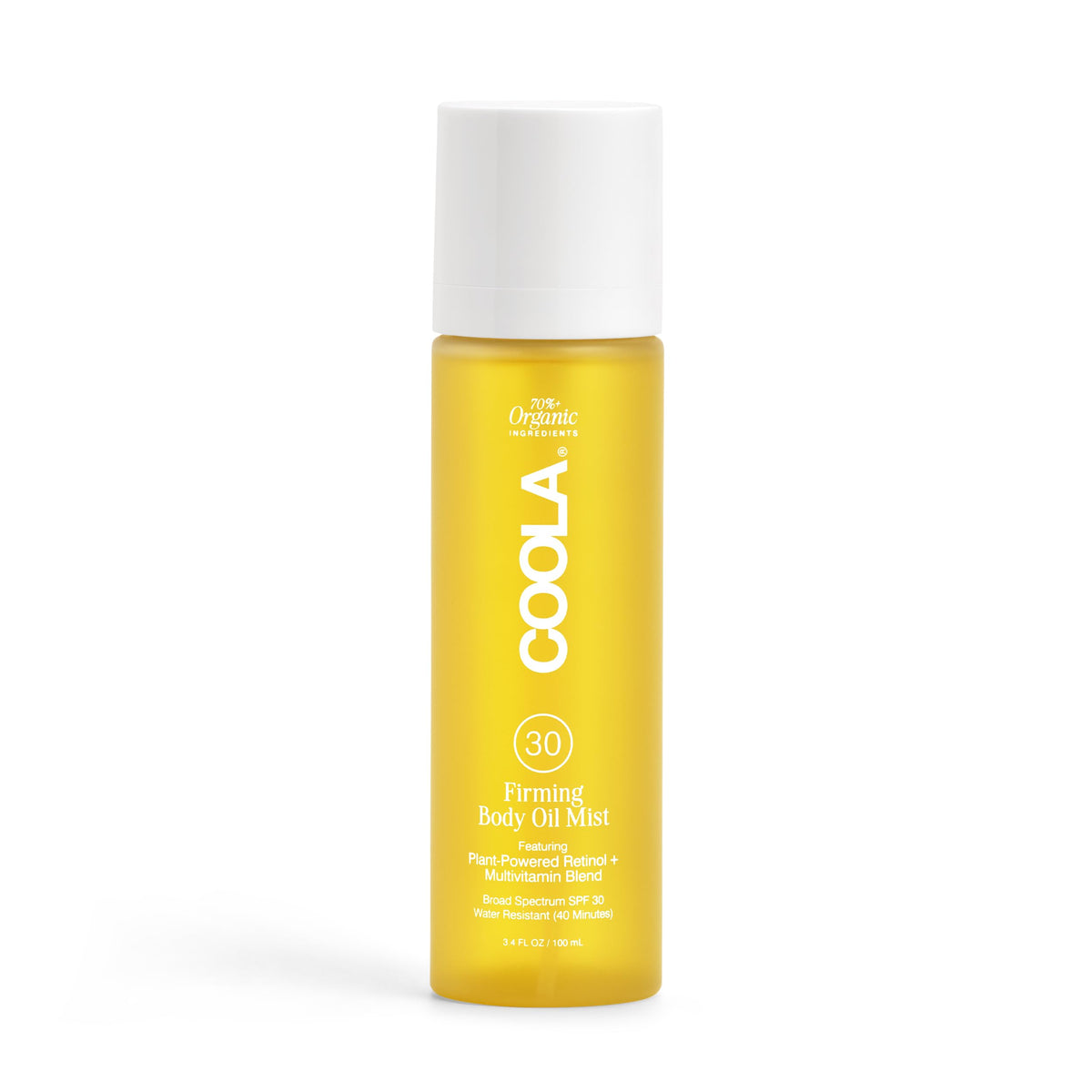 COOLA Firming Body Oil Mist SPF 30, Organic Lightweight Hydrating Sunscreen Mist with Bakuchiol, Vitamins C, D, E, Sea Buckthorn & Moringa Oils, Firms & Smooths Skin, 3.4 Oz