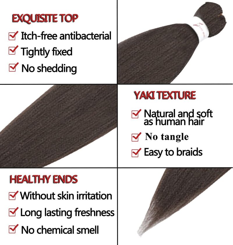 Pre-Stretched Braiding Hair - 20'' Synthetic Crochet Braids | Soft Yaki Straight Texture, 8 Packs, #4 Color