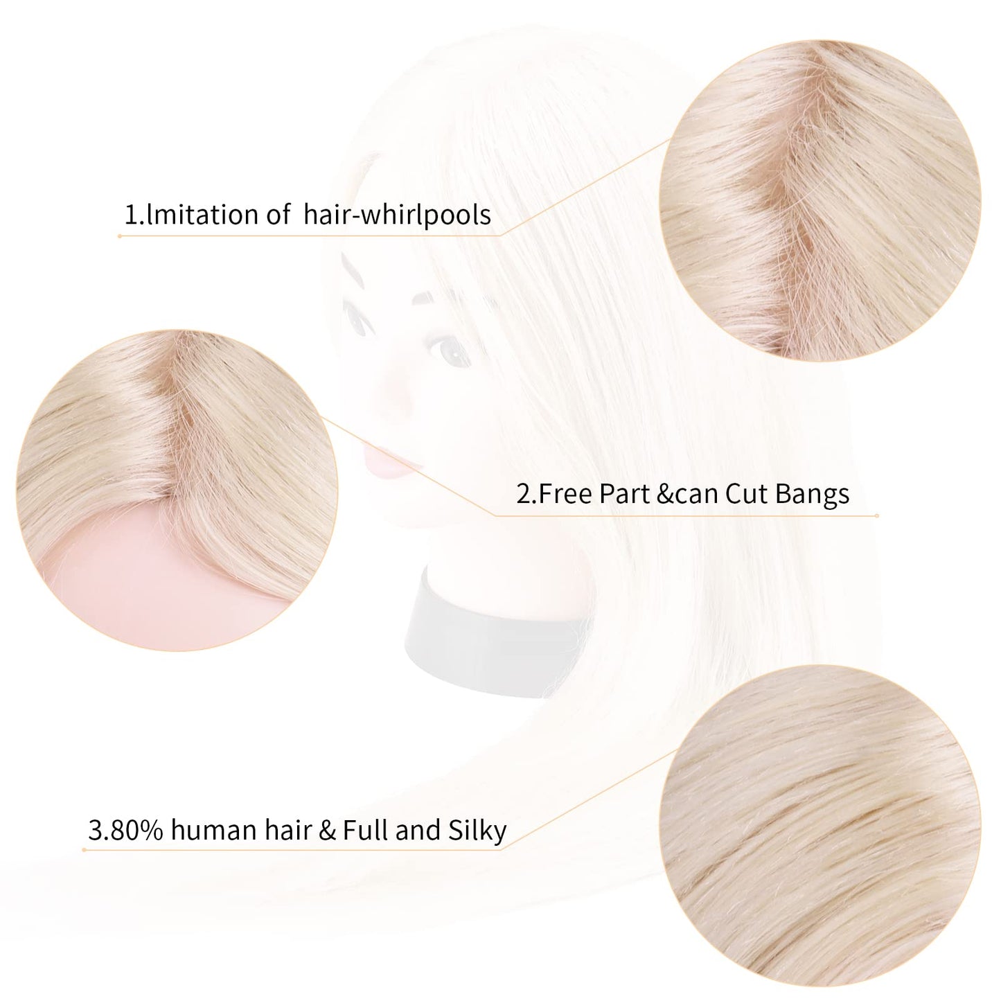 Beauty Star Mannequin Head with 80% Real Human Hair, Doll Head for Hair Styling, Cosmetology Training Manikin Practice Head with Clamp Stand and Braiding Kit (Suitable for Straightening, Curling)