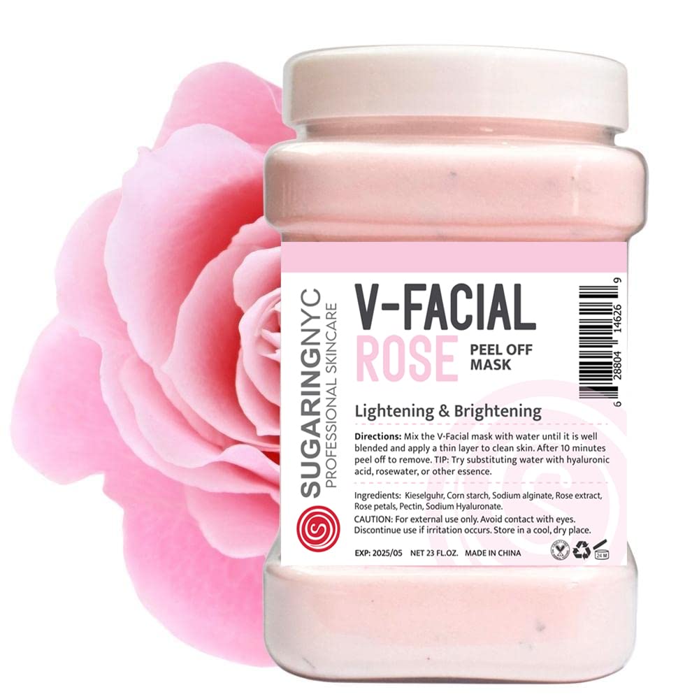 Vajacial Jelly Mask Peel-Off Bikini, Jelly Mask Underarms Area Peel Mask - Bulgarian Rose with Pieces of Rose- Professional Size 23oz by Sugaring NYC