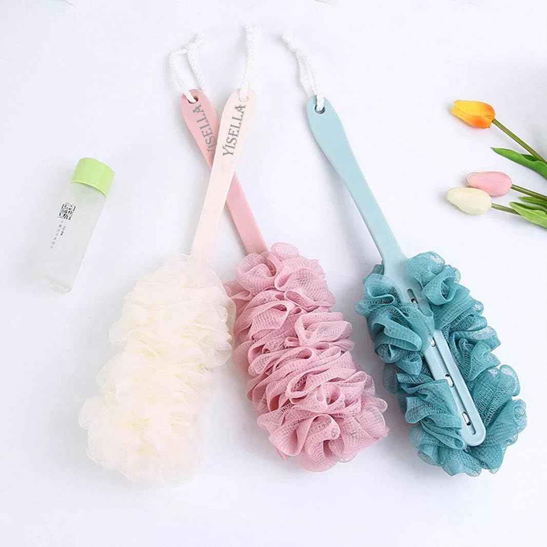 Back Brush Long Handle for Shower Sponges for Women,Back Shower Scrubber Loofah On A Stick Lufa with Long Handle