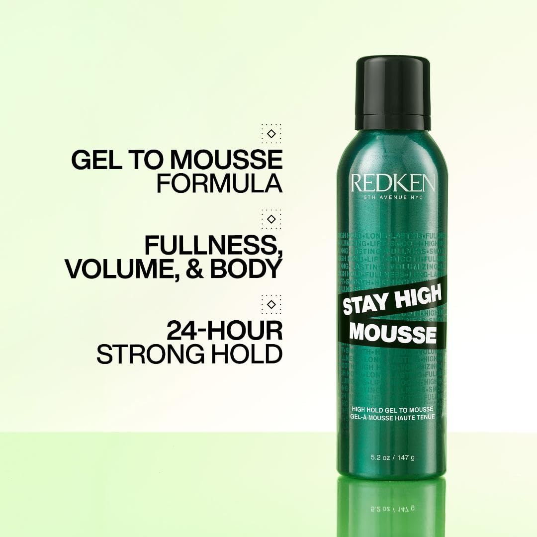 Redken Stay High Volumizing Mousse - Strong Hold for Fine Hair | 24-Hour Volume Boost