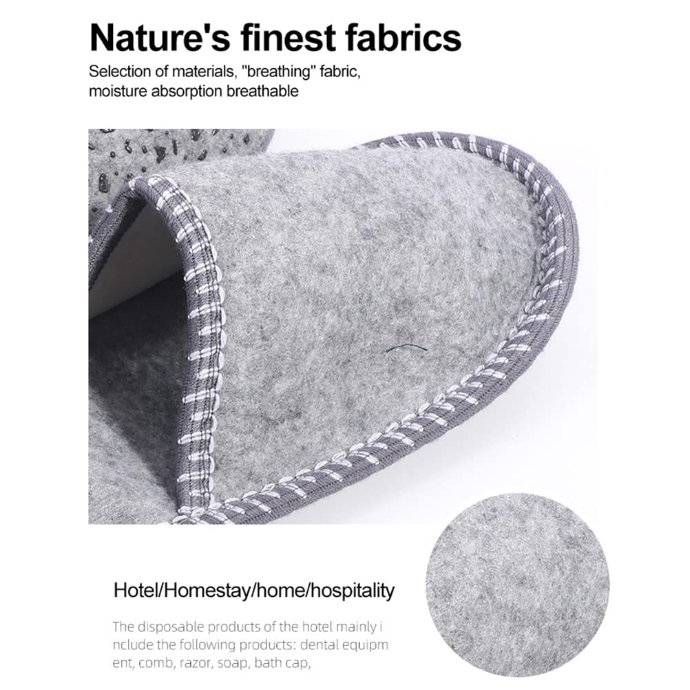 Disposable Slippers, 6 Pairs Fleece Felt Slippers Guest Slippers Portable Washable Disposable Non Slip Home Slippers for Family Spa Guests Hotels Travel(6 Pairs)