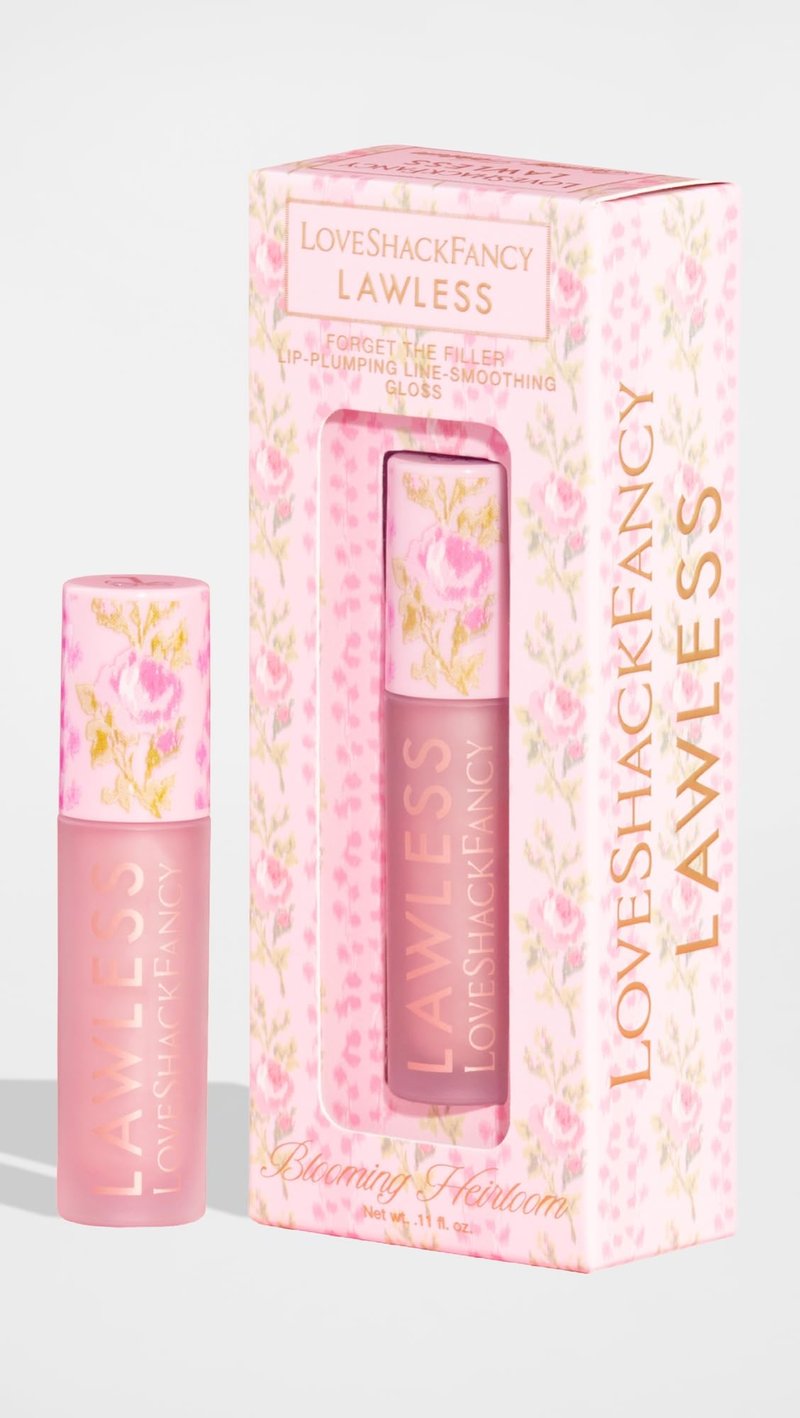 Lawless Women's x LoveShackFancy Forget The Filler Lip Plumping Gloss, Blooming Heirloom, Pink, 0.11 Ounce
