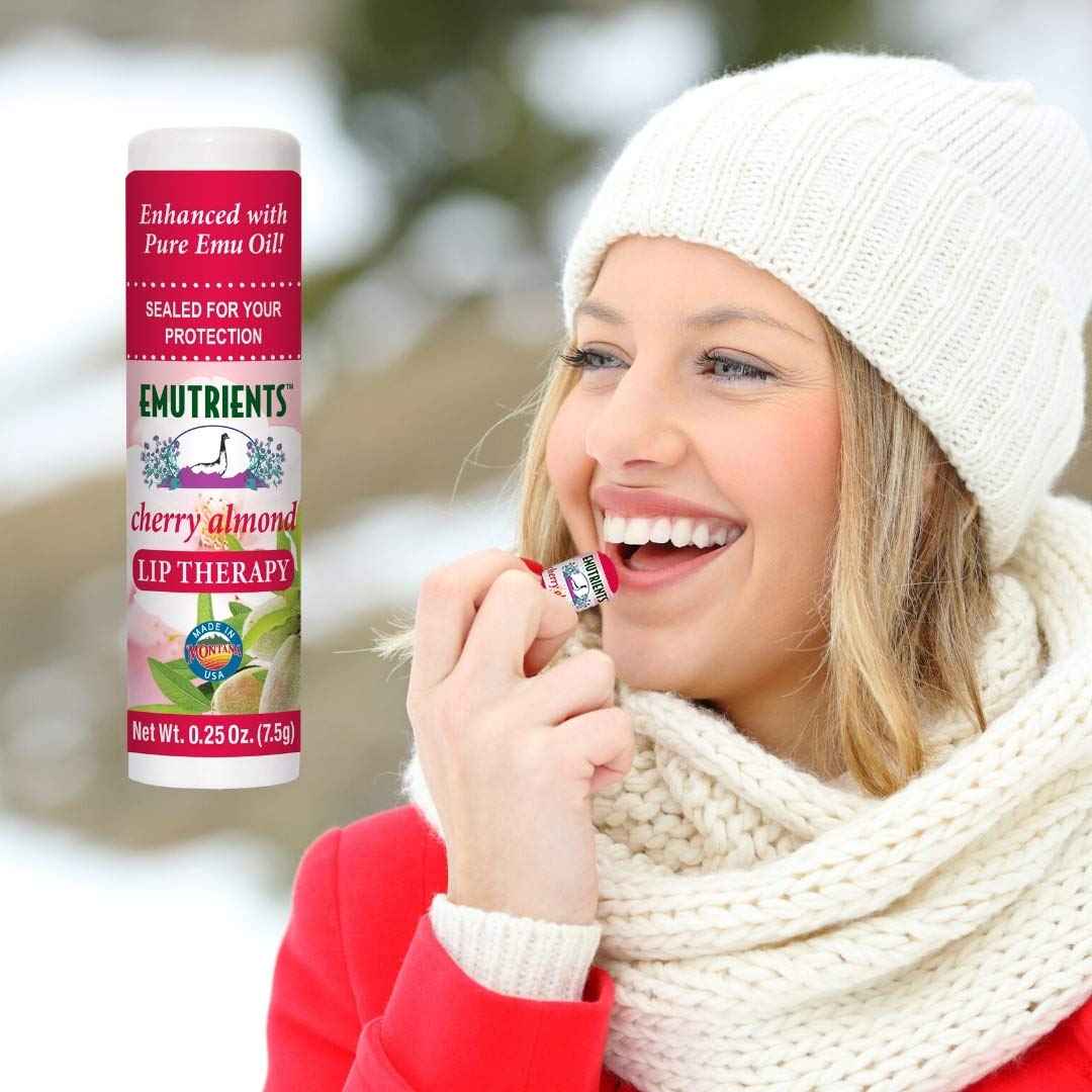 Montana Emu Ranch - Lip Therapy Lip Balm - 0.25 Ounce - Cherry Almond Flavor - 3 Pack - Made with Pure Emu Oil