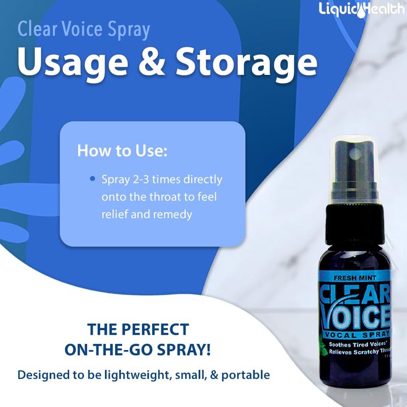 Clear Voice Vocal Throat Spray - Singing Ease & Voice Clarity, Fast Acting Herbal Oral Remedy for Singers, Speakers, Performers - Soothing Dampener, Moisturizer Relief, USA Made (Fresh Mint, 3 Pack)