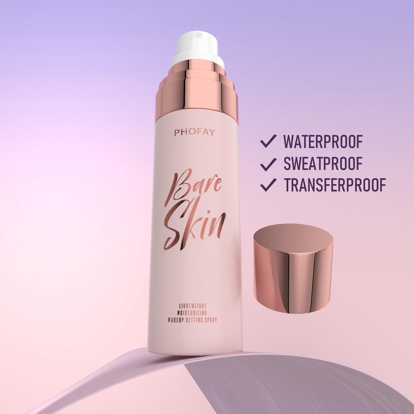 PHOFAY Moisturizing Setting Spray-Hydrating, Long-Lasting Makeup Fixer with Breathable Film & Refreshing Peach Scent, Travel Size 2.7 fl oz
