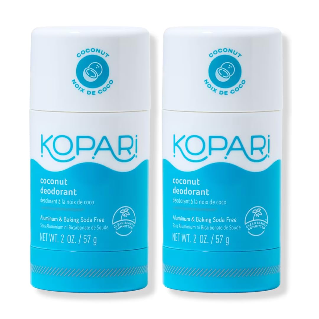 Kopari Aluminum Free Coconut Deodorant, Plant-Based Formula, No Aluminum, Parabens or Baking Soda, Everyday Odor Protection, Original, 2 Pack