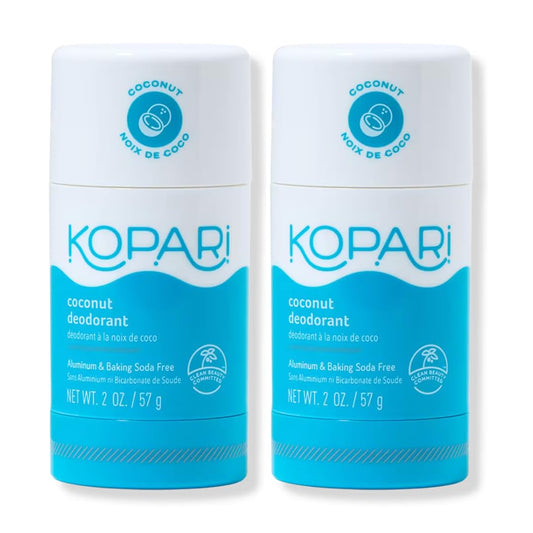 Kopari Aluminum Free Coconut Deodorant, Plant-Based Formula, No Aluminum, Parabens or Baking Soda, Everyday Odor Protection, Original, 2 Pack