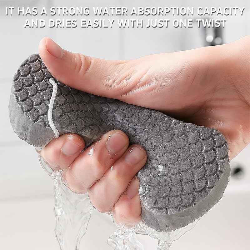 Magic Exfoliating Bath Sponge, Super Soft Exfoliating Bath Sponge，Skin Friendly & Reusable,Remover Dead Skin for All Skin Types,for Men Women (2PCS-Pink+Gray)