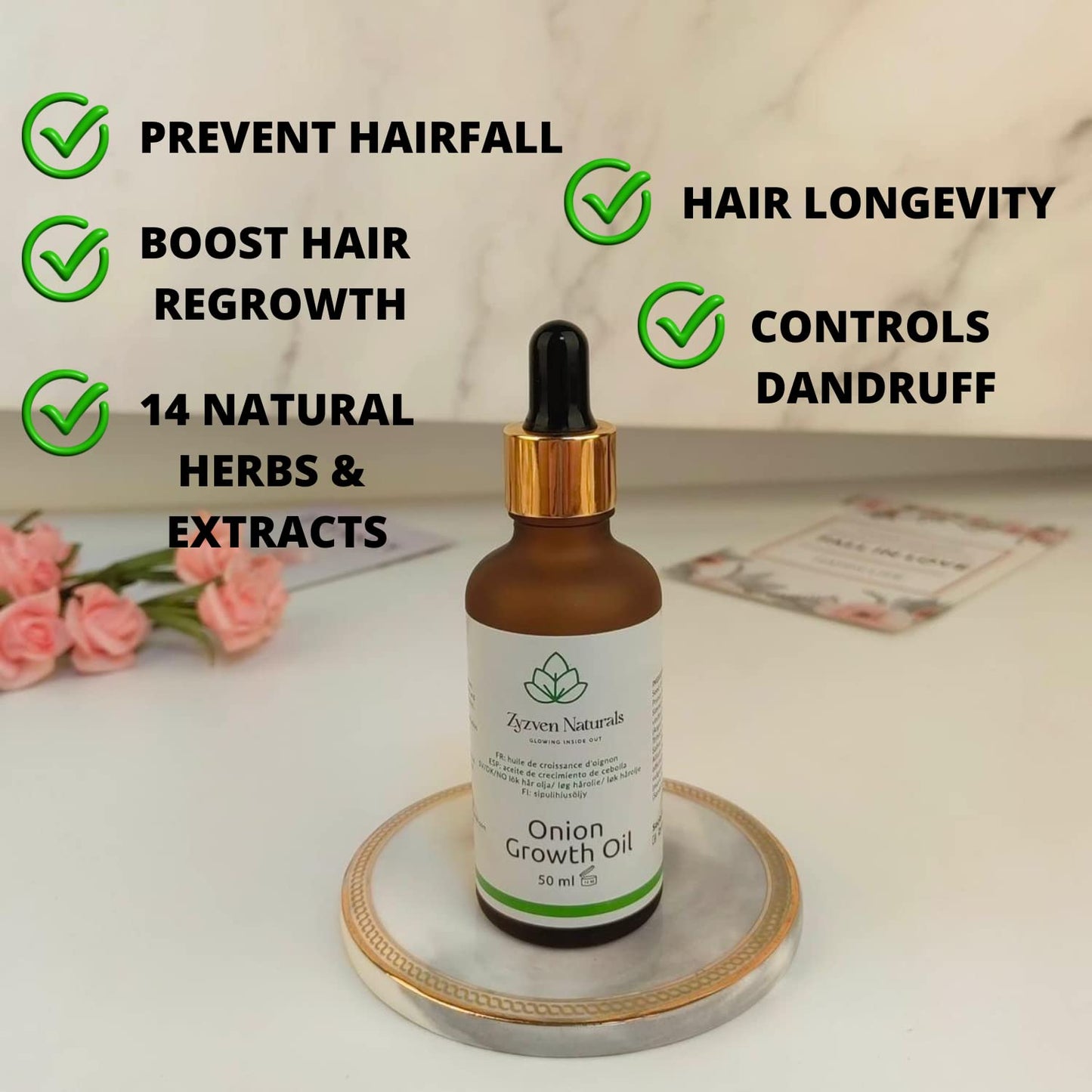 Zyzven Naturals Onion Growth Oil – Multipurpose Scalp & Hair Nourishing Oil with Castor, Black Seed, Moringa & Essential Oils – 50ml Onion Hair oil Natural Hair Care