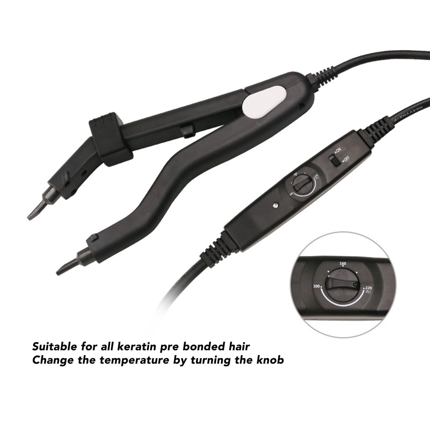 Professional Hair Extensions Tool Adjustable Temperature Hair Extensions Connector Tool Heat Iron Connector (Black) (US Plug)
