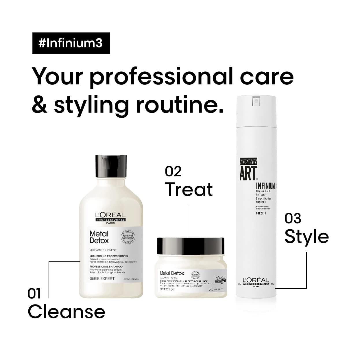 L'Oréal Professionnel Paris Fix Infinium 3 - Medium Hold Hairspray For Lasting Shape and Shine, Reduces Frizz Without Stiffness