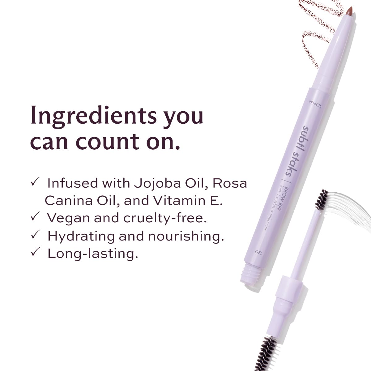 3-in-1 Brow Pencil - Vegan, Smudge-Proof, with Spoolie Brush and Clear Gel - Best Eyebrow Pencil for Fluffing, Filling, and Setting Brows, Taupe