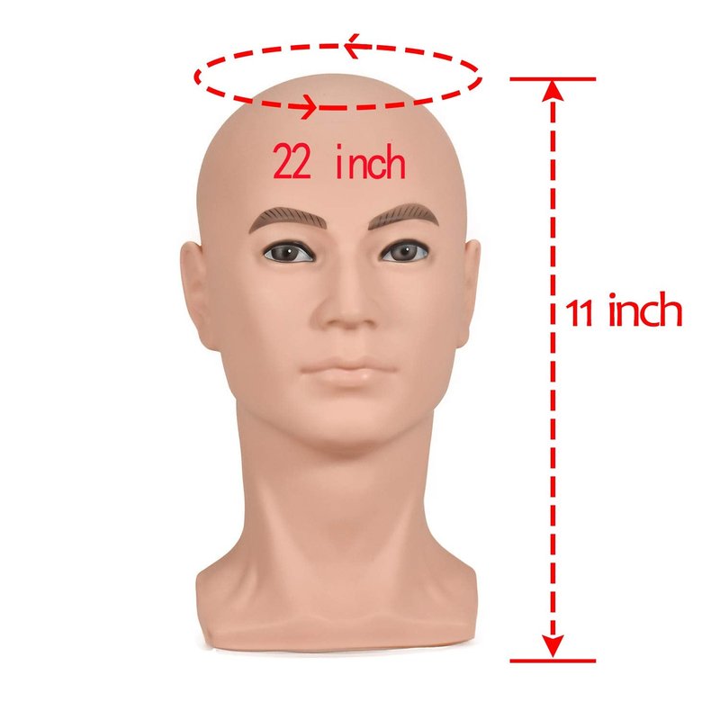 ZMS Male Mannequin Professional Training Head Manikin Bald Hat Display Wig Model with Free Table Clamp