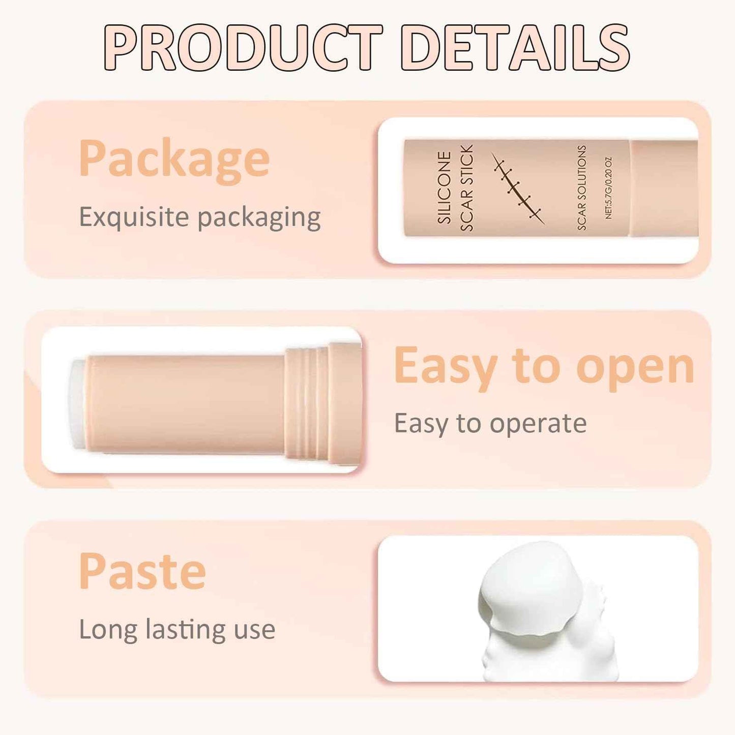 Silicone Scar Stick (2-Pack) - Helps Improve the Appearance of Old & New Scars on Face & Body, For Use After C-Section, Surgery, Acne, Burns - Non-Greasy, Easy-to-Use