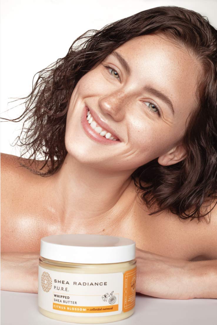 Shea Radiance P.U.R.E. Whipped Shea Butter with Colloidal Oatmeal - Whipped Body Butter Blended with Skin Soothing Oatmeal & Moisturizing Rice Bran Oil | Citrus Blossom (5 oz)