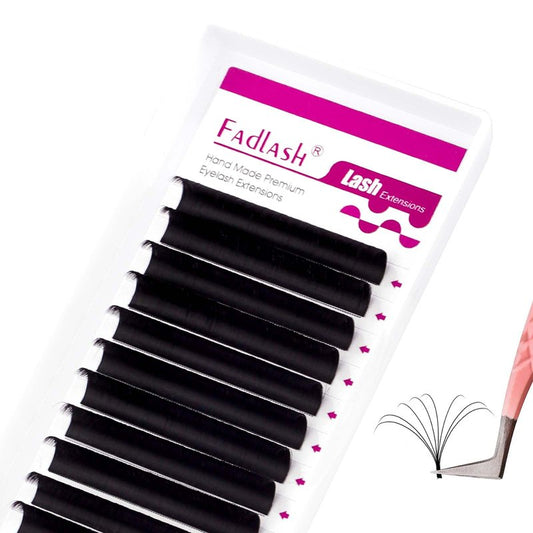FADLASH Easy Fan Lash Extensions C D Curl Blooming Volume Eyelash Extensions 8-25mm Volume Lashes Self Fanning Eyelashes Extensions Supplies Lash Tray (0.07D, 14mm)