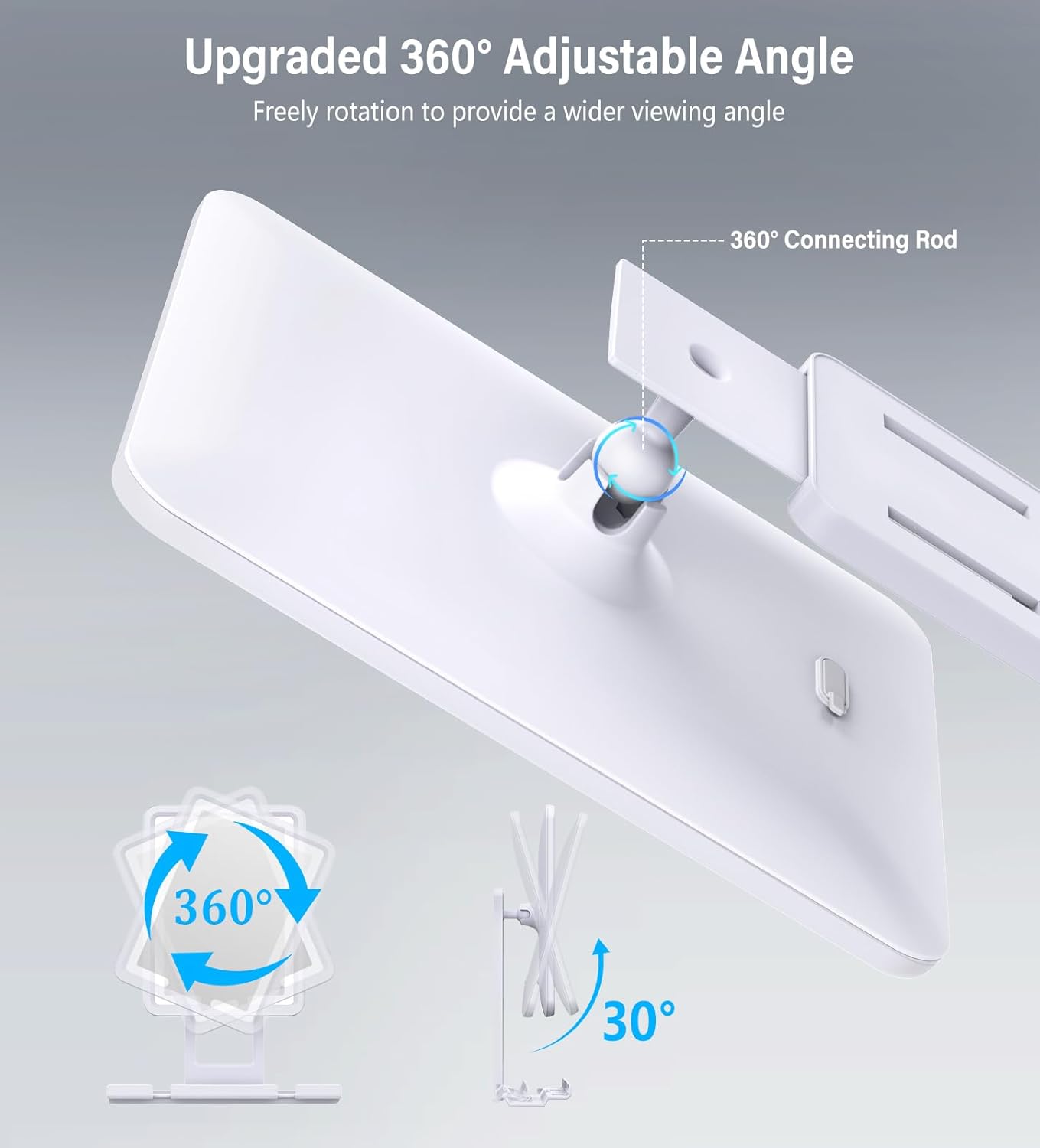 Heated Shower Mirror - Fogless Lighted Shaving Mirror with 360° Adjustable Design | Rechargeable, White