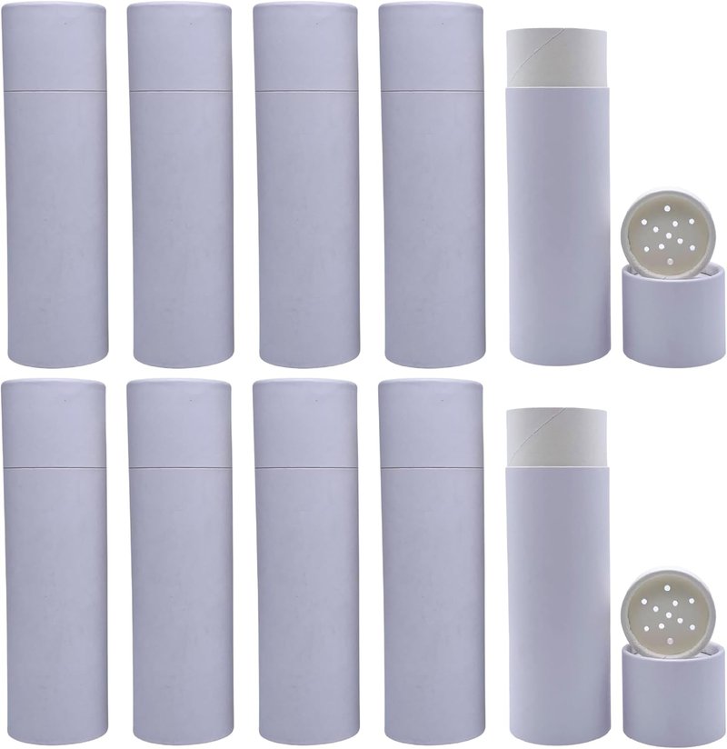 Kraft Paper Shaker Tubes - 10 Pack Biodegradable Containers for Powdered Cosmetics | 4oz, Fully Compostable, White
