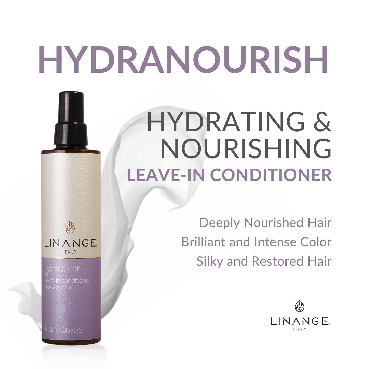 LINANGE Hydranourish A-1 Leave-in Conditioner Spray | Hydrating and Nourishing Conditioner with Milk & Keratin, 250ml / 8.45 Oz