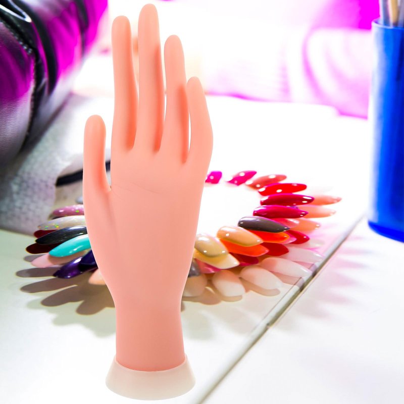 Beaupretty Manicure Practice Left Hand and Foot Model 8.85 Inch Lightweight Fake Nail Art Trainer with Bendable Fingers for Salon and Beginner Nail Training