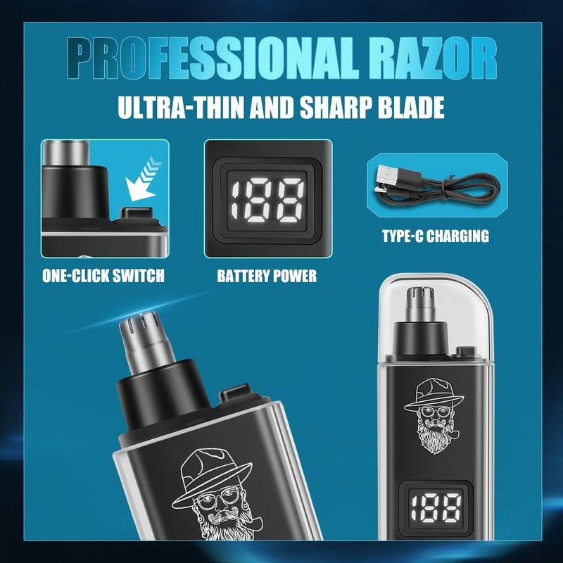 LQT Hair Clippers for Men Cordless Clippers and Trimmers Set Professional Electric Body Beard Mustache Trimmer for Men Nose and Ear Hair Trimmer with Comb, Wrap, Bag, to Son Husband Father Men's Gifts