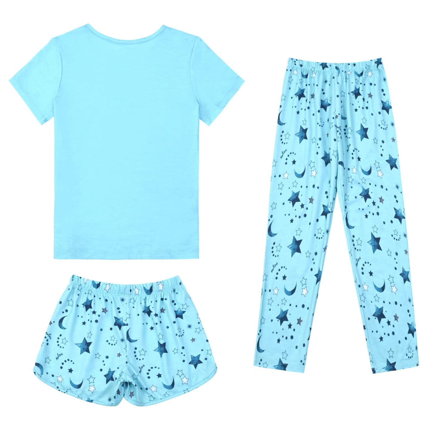 Mirawise Pajamas for Girls Blue Moon 3 Piece Pajama 8 9 8-10 Years Old Pant Pjs Set Cute