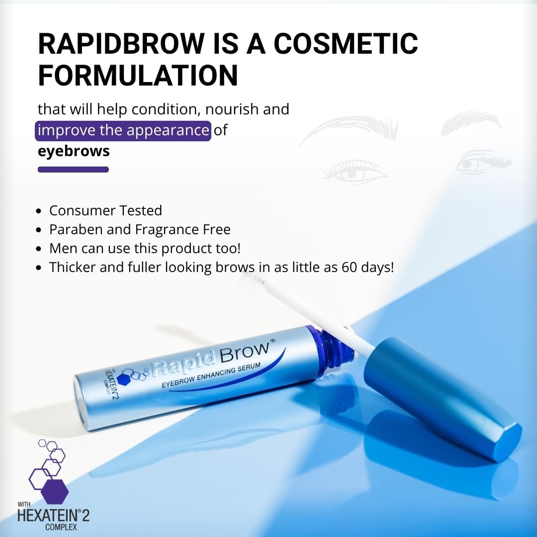 RapidBrow Eyebrow Enhancing Serum - Hydrating Formula for Thicker Brows | 3 mL with Hexatein 2 Complex