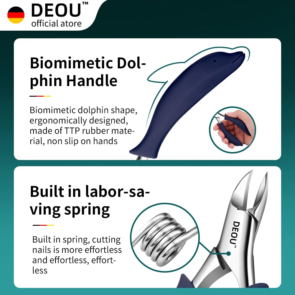 DEOU Professional Stainless Steel Podiatrist Nail Clippers, Heavy Duty Manicure Pliers for Thick Nails, Pedicure Toe Nail Clippers Tools for Men Women