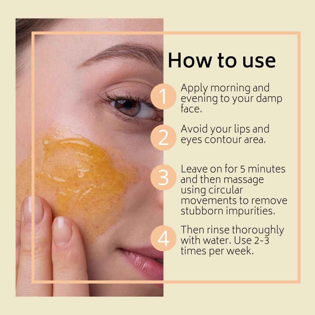 D'Arganette Sunshine Glow Face Mask with Grapeseed Oil & Niacinamide, Facial Scrub & Gentle Face Exfoliator to Cleanse Pores, Smooths, Hydrates and Brightens Skin- - 3.4 oz- Made In USA