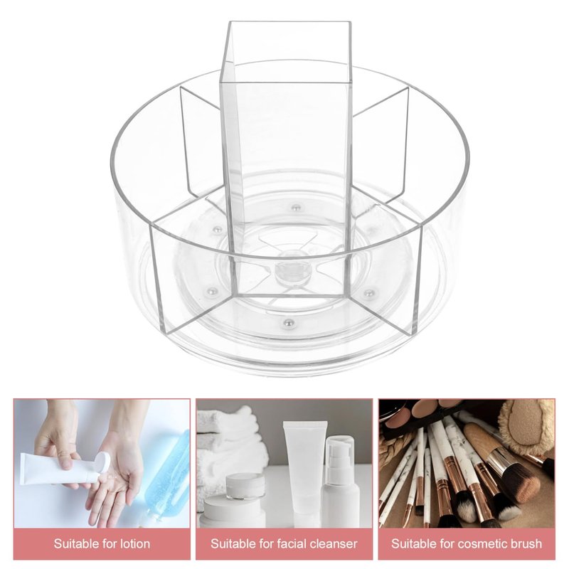 balacoo 360 Rotating Desktop Cosmetics Rack Multi-Layer Makeup Organizer Storage Box for Vanity and Bathroom Countertop 6.88X6.88X6.10In Clear Cosmetic Display Holder