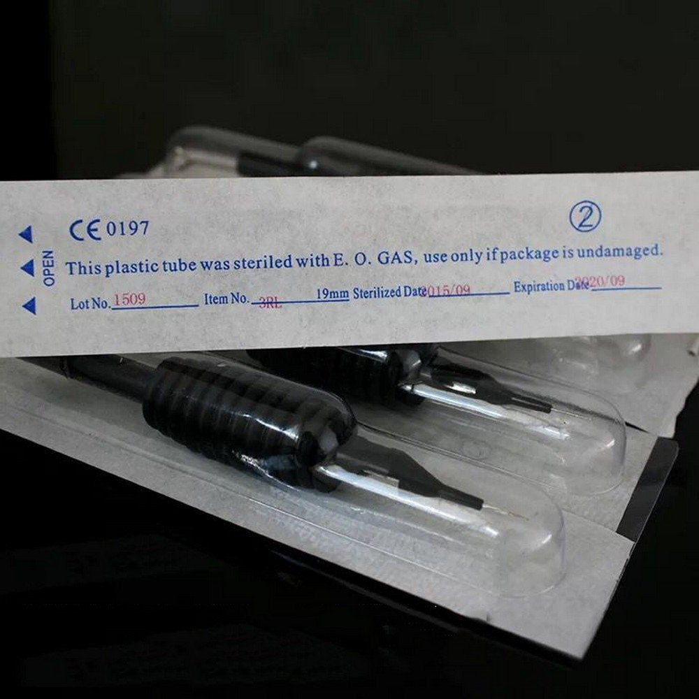 50PCS Disposable Sterilized Conjoined Tattoo Needles and Tubes Grip 5RL(19mm)