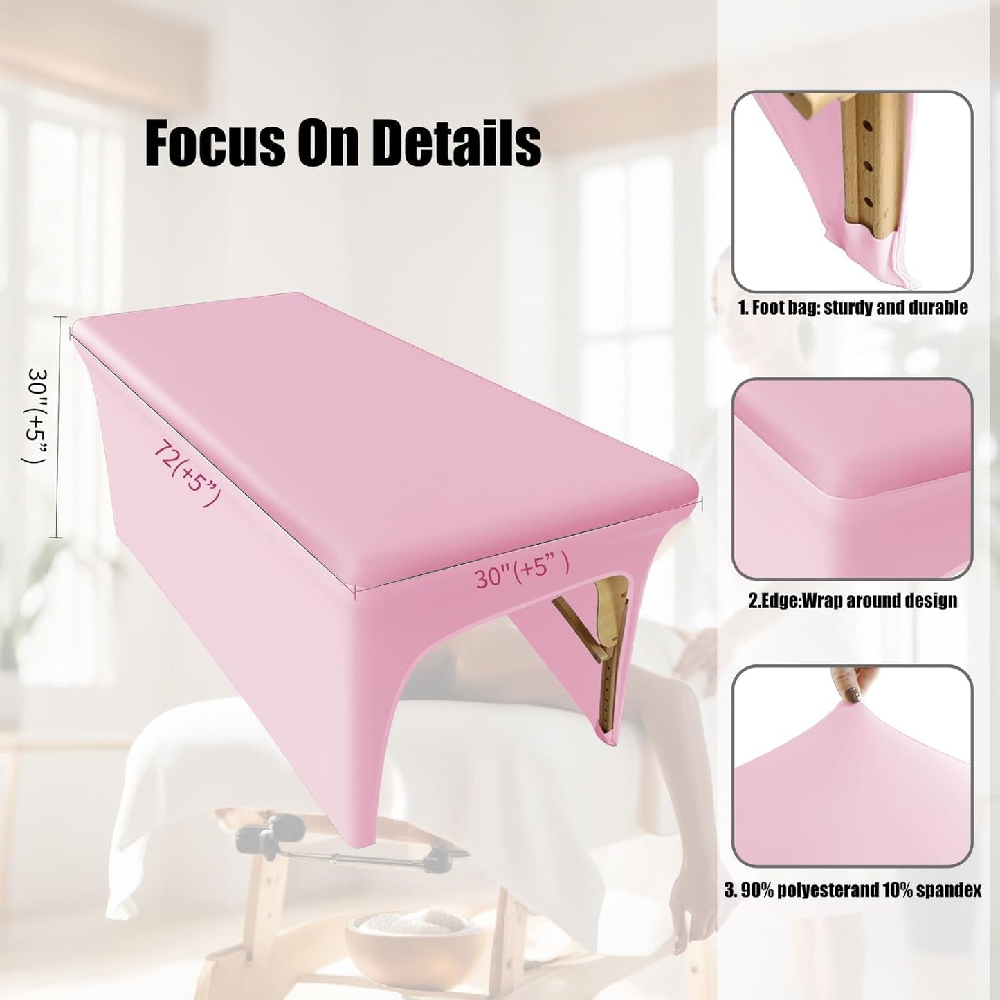 Pink Lash Bed Cover - 6FT Vinyl Massage Table Protector | Silky, Waterproof & Durable Spa Bed Cover for Estheticians