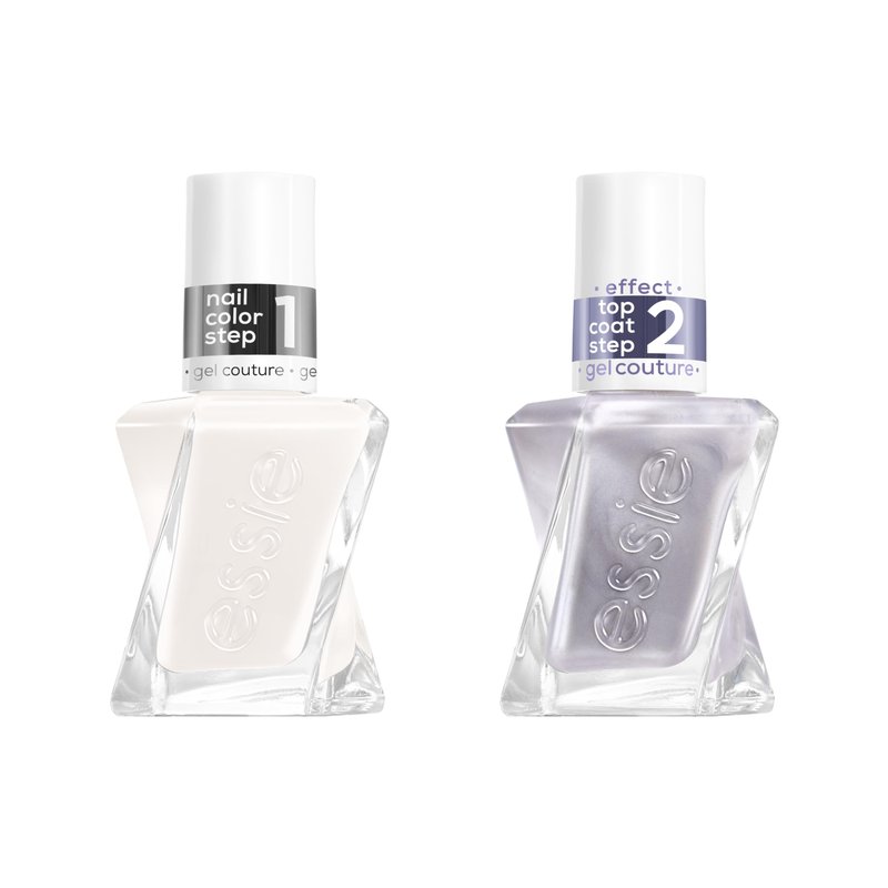 essie Nail Polish, 2 Piece Holiday Nail Polish Set, Winter Frost Longwear Duo, Includes Vegan White and Chrome Shades, 1 Kit