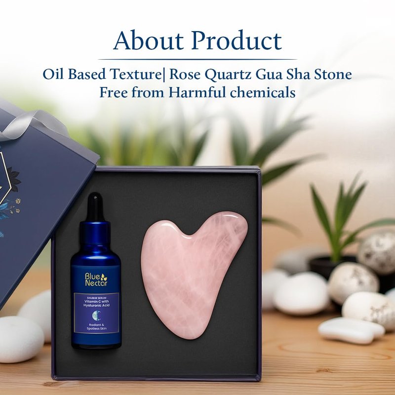 Vitamin C Serum for Oily & Dry Skin - Plant-Based Gua Sha Face Treatment | Glowing Skin & Pigmentation Support (1 Fl Oz)