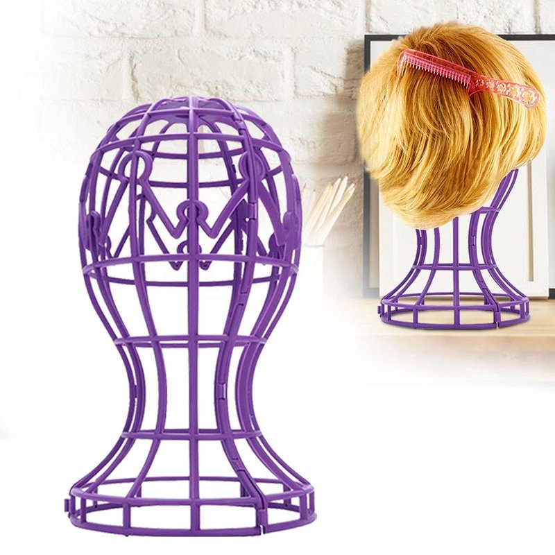 MAVIS LAVEN 2 Colors ABS Foldable Wig Stand Holder, Plastic Wig Display Support Stand Lightweight Hairpieces Display Folding Wig Dry Head Wig Hat Holder()